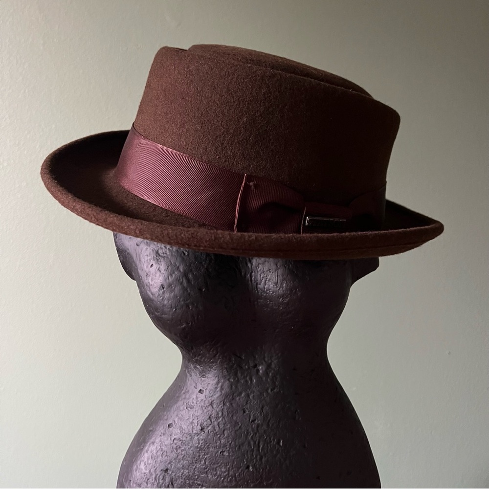 Stetson Brown Felt Fedora Hat with Ribbon Large